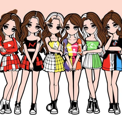 a group of girls realistic