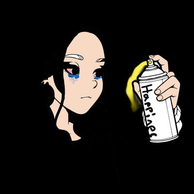 a realistic girl, spray painting