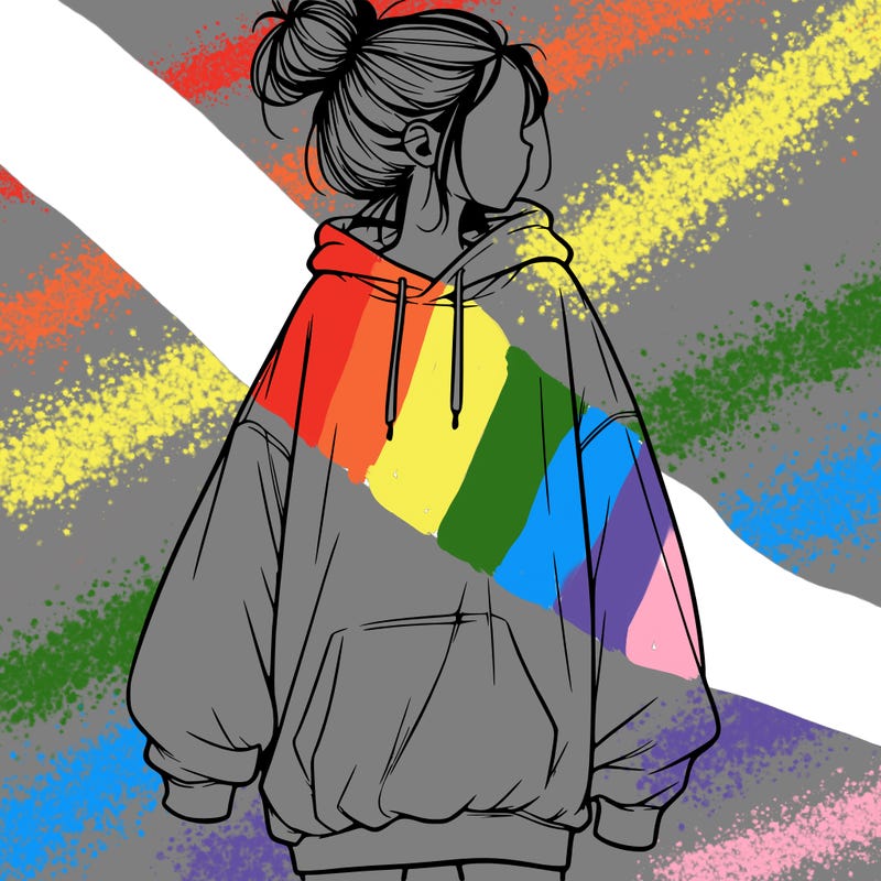 realistic girl with a oversized sweatshirt on and a bun