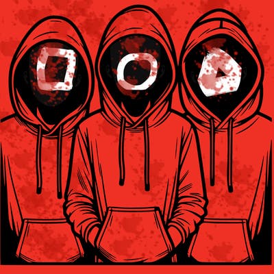 3 faceless people in  hoodies