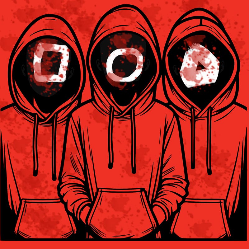 3 faceless people in  hoodies