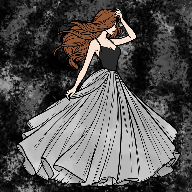 realistic woman with dress flowing in the wind