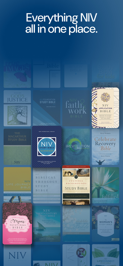 NIV Bible - Una colección de más de treinta Biblias de Estudio y devocionales NIV disponibles en la aplicación
