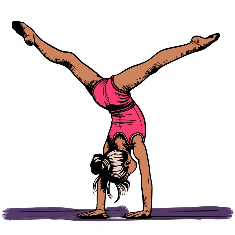 realistic gymnastic hand stand girl in four splits