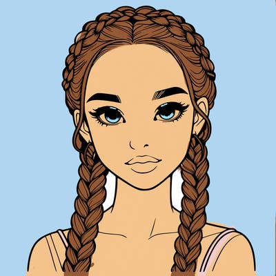 realistic girl with braids