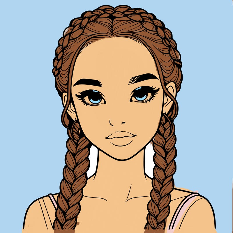 realistic girl with braids