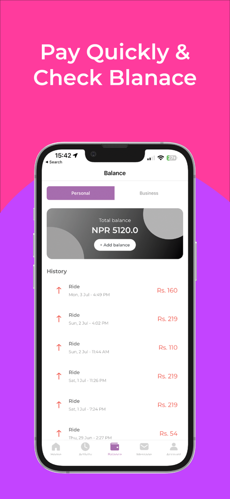 Tootle by Zapp mobile app interface showing account balance and recent ride transaction history