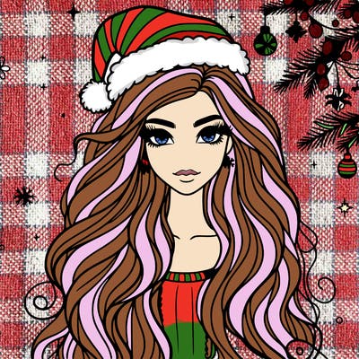 christmas fashionable female model and long hair