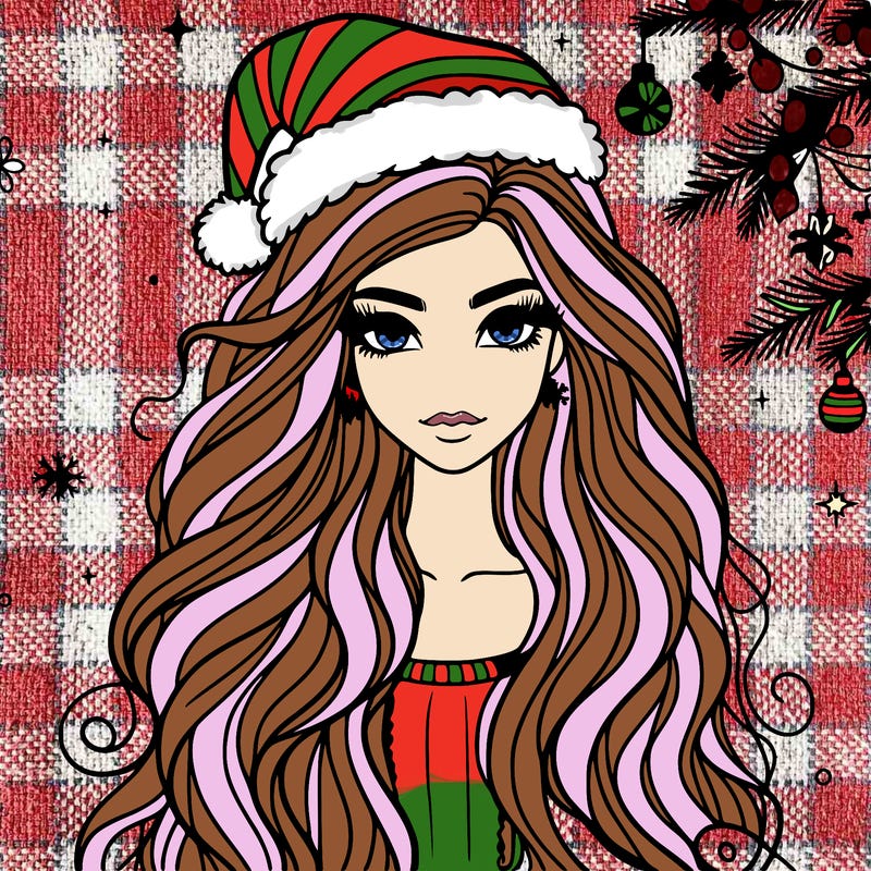 christmas fashionable female model and long hair