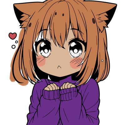 shy anime catgirl