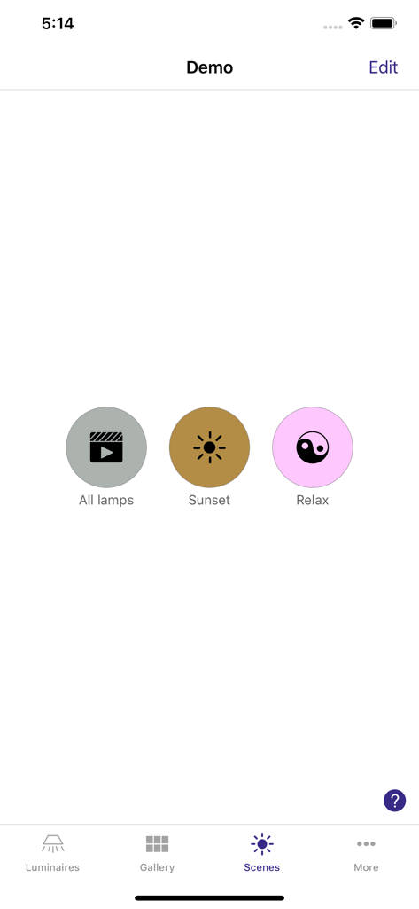 4remote BT - La interfaz de escenas de la aplicación 4remote BT para la gestión profesional de la iluminación
