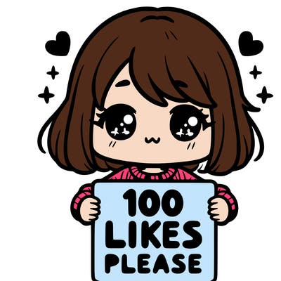 cute girl holding a sign saying 100 likes please