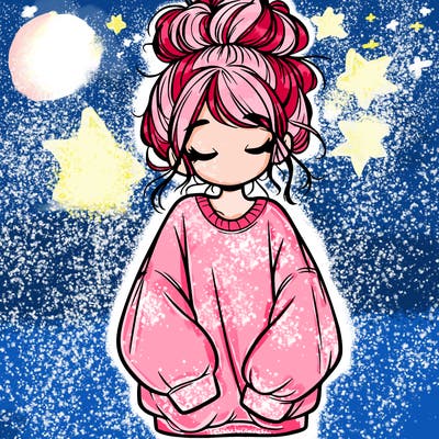 girl with baggy sweatshirt and messy bun