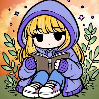 girl in oversized hoodie reading a book