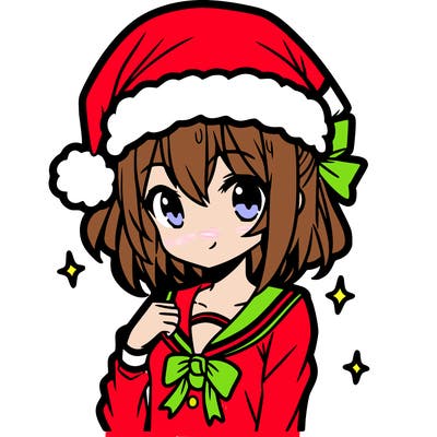 anime girl wearing a santa hat
