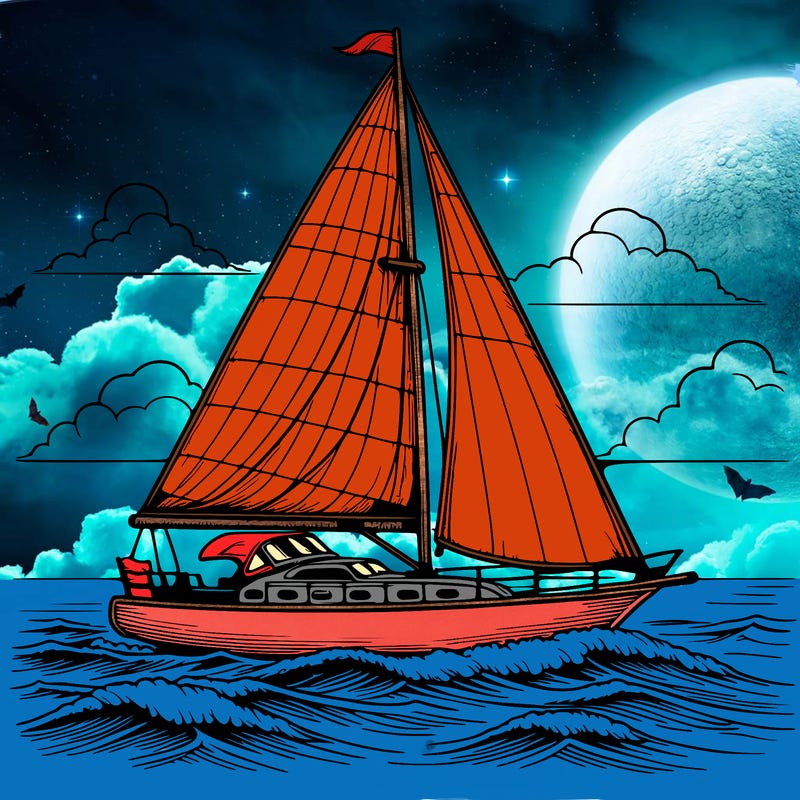 a sailboat sailing in the ocean, realistic style
