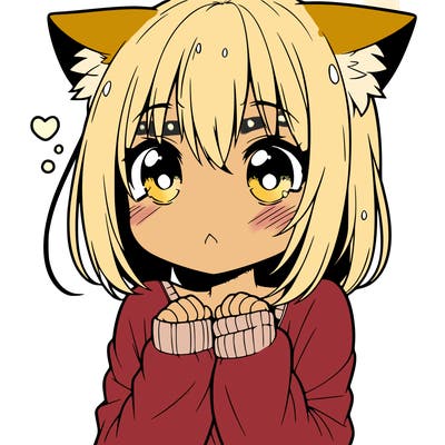 shy anime catgirl