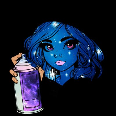 realistic girl with spray paint
