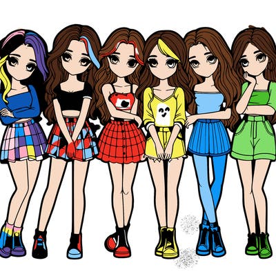 a group of girls realistic