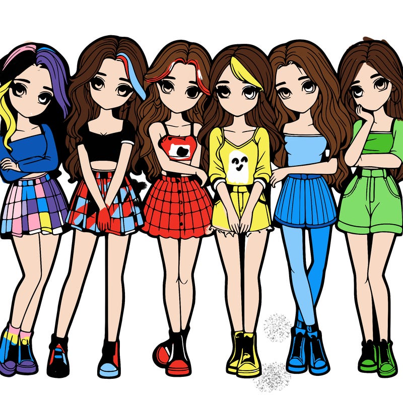 a group of girls realistic