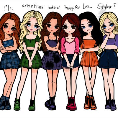 a group of girls realistic