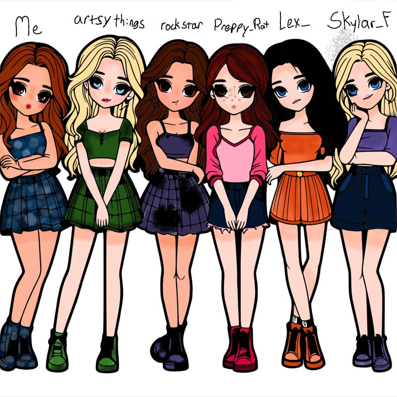 a group of girls realistic