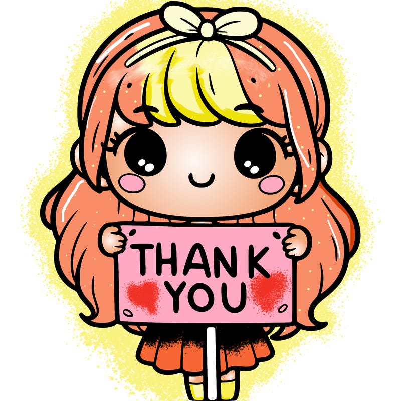 girl holding a thank you sign