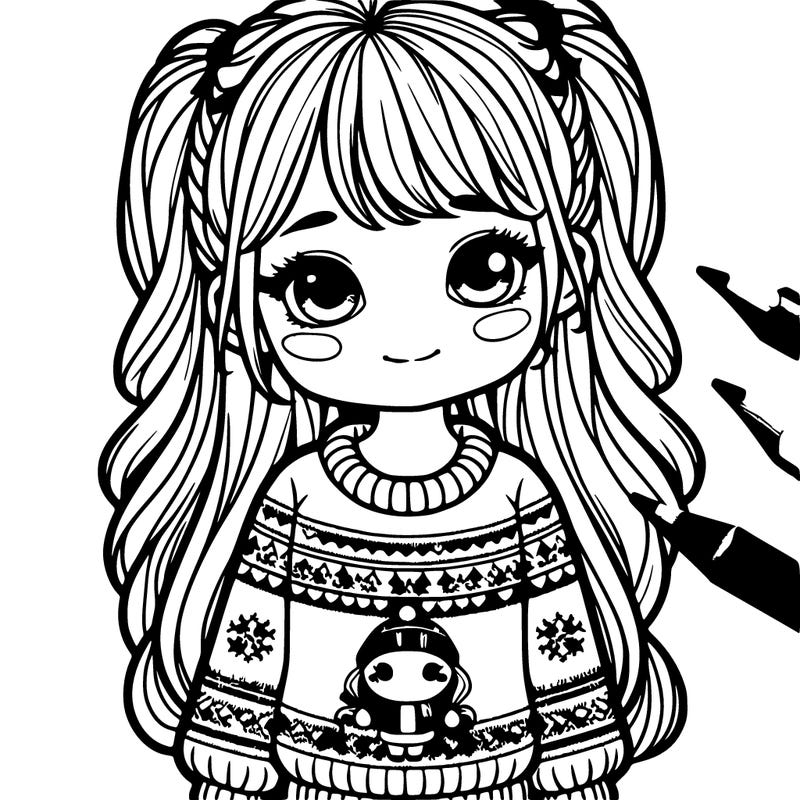 realistic girl with a christmas sweater