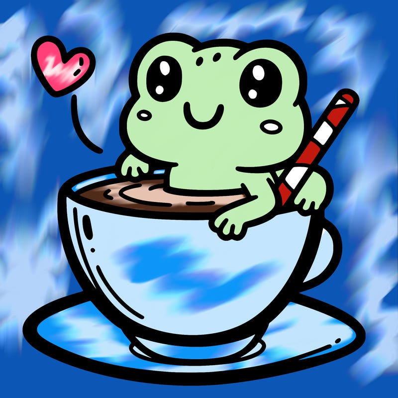 cute frog in a tea cup