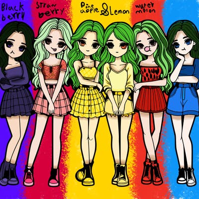 a group of girls realistic