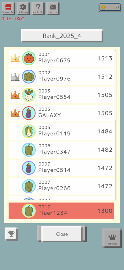 Leaderboard screen showing player rankings and scores in PvP Minesweeper Online