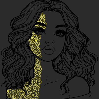 realistic girl with wavy hair and lips