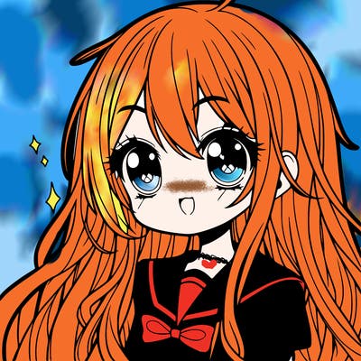 scary, anime girl, but cute with long hair