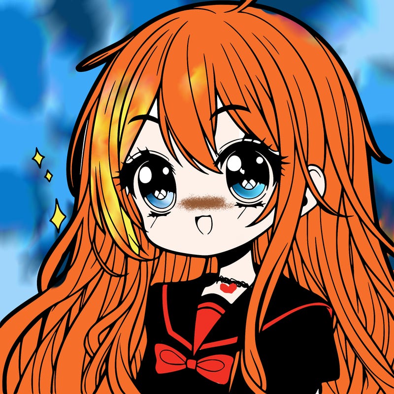 scary, anime girl, but cute with long hair