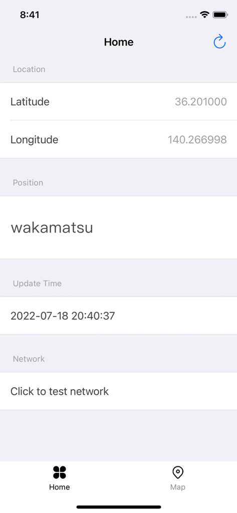 GPS Test - Simple Tool - Screenshot of the GPS Test app showing latitude longitude coordinates and location data