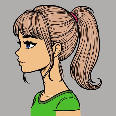 realistic woman with a pony tail hair style