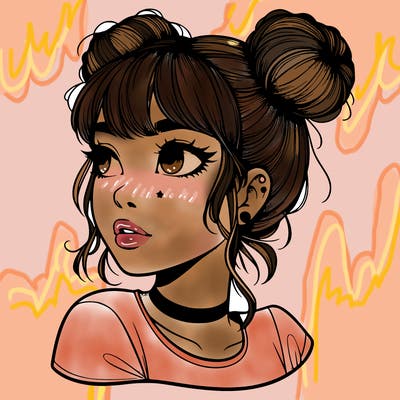realistic girl with spacebuns