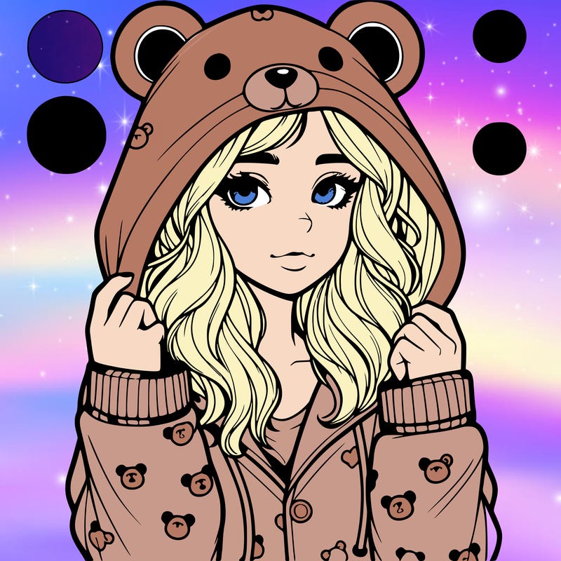 realistic girl in a animal pjs hoodie
