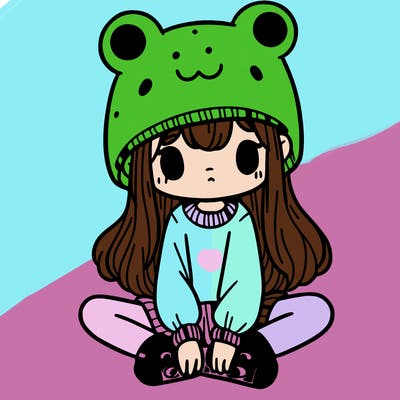 a girl wearing a frog hat and some frog socks
