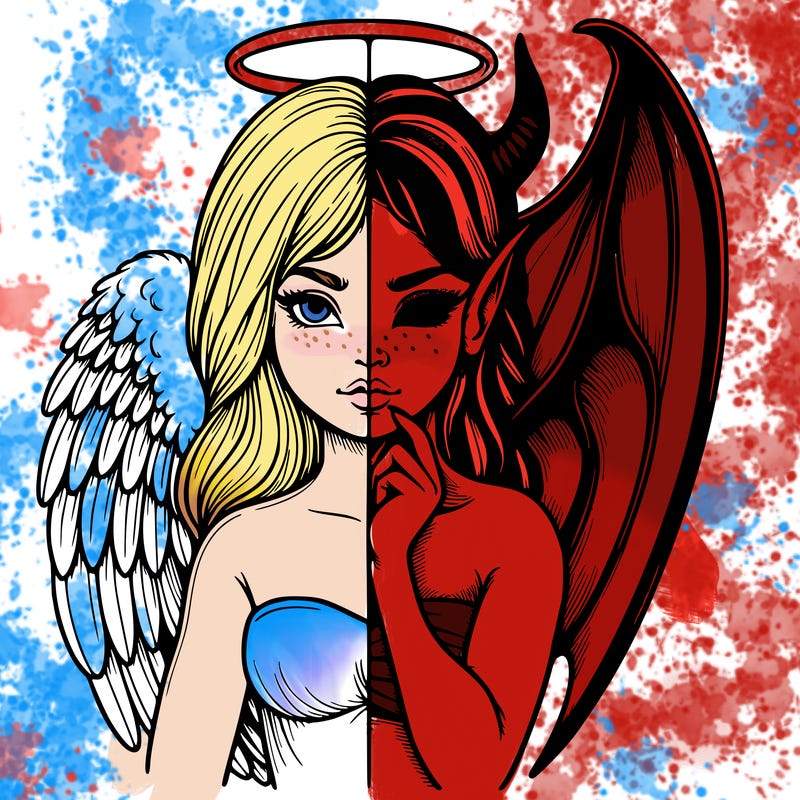 realistic angel half demon