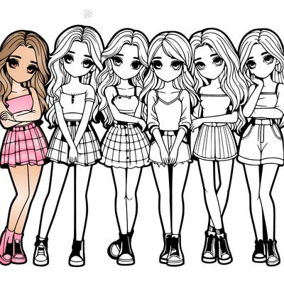 a group of girls realistic