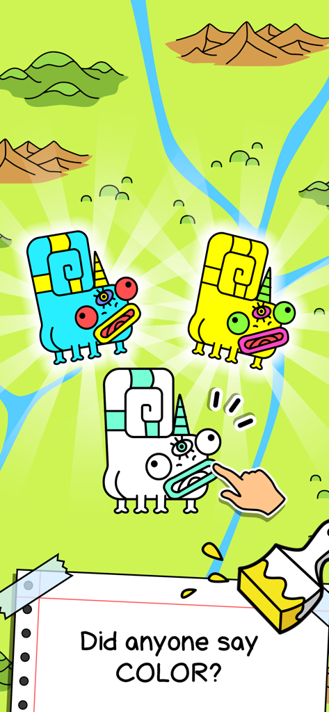 Chameleon Evolution - A screenshot of Chameleon Evolution showing three cartoon reptiles and a painting feature for character customization.