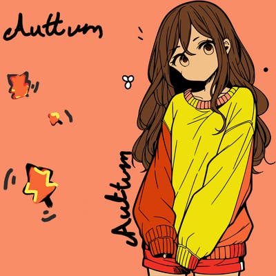 manga teen girl  in a sweater and baggy pants