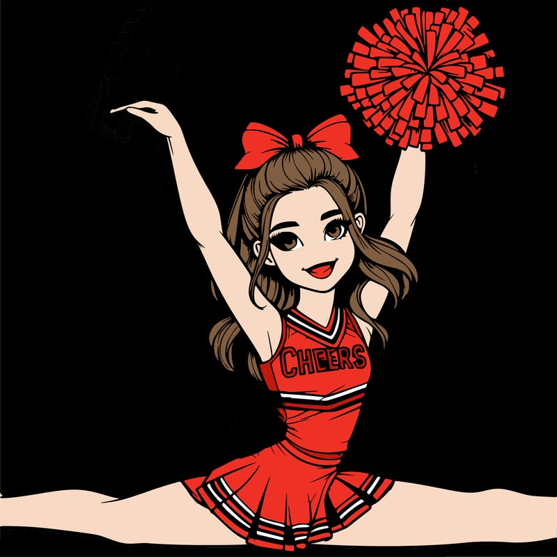 realistic girl cheerleader doing the middle splits