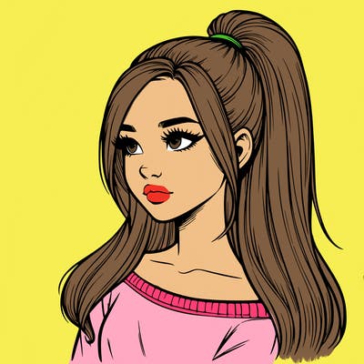 realistic girl with a high ponytail