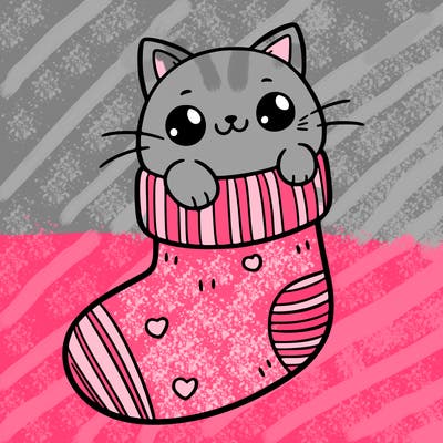 cute cat in a sock