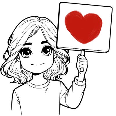 realistic girl holding up a sign