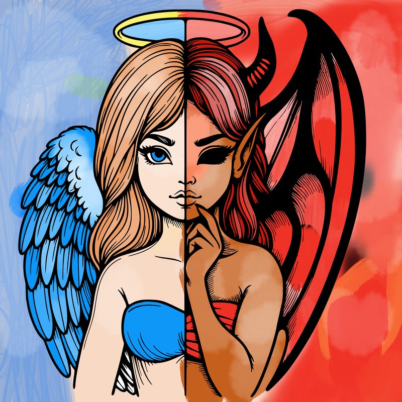 realistic angel half demon