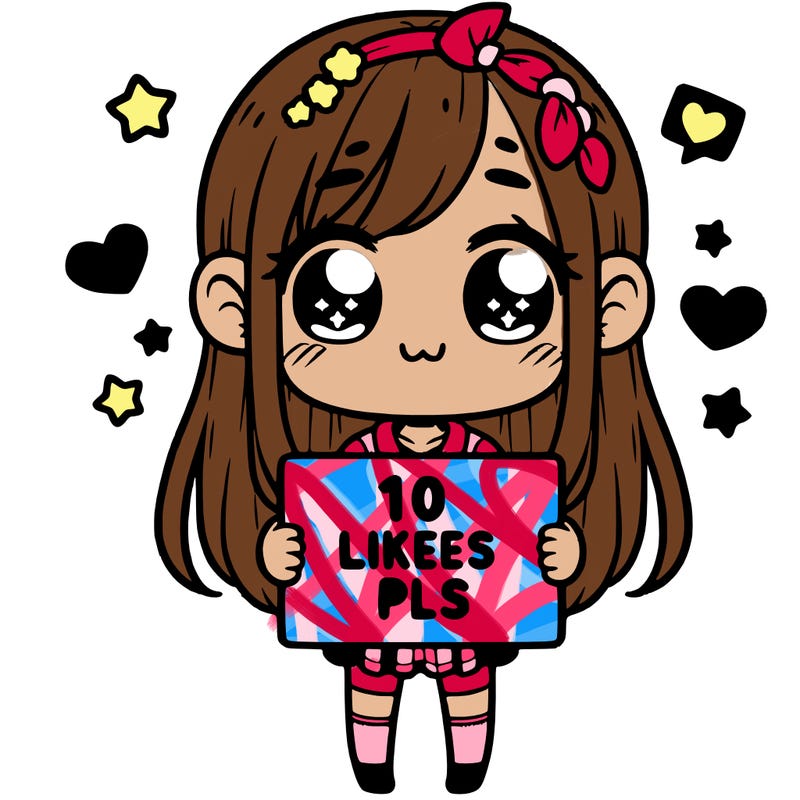 cute girl holding a sign saying 10 likes pls