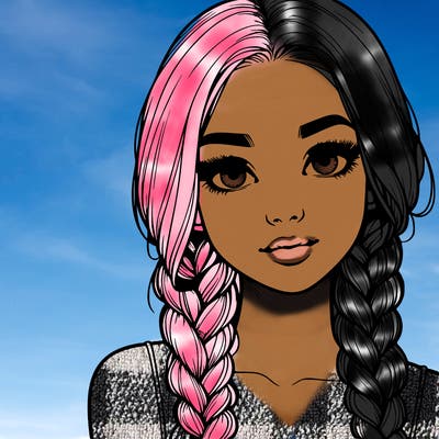 realistic girl with braids